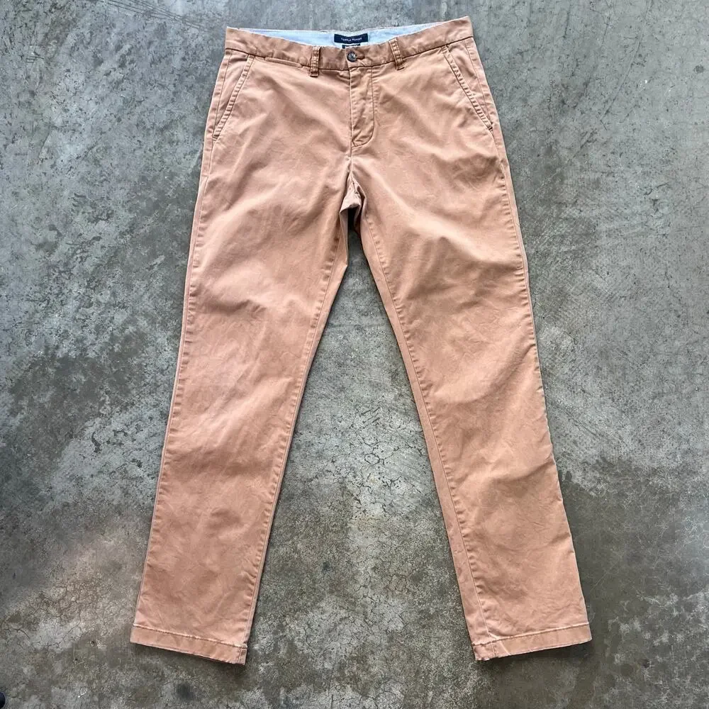 Tommy Hilfiger Custom Fit Chino Pants Mens 32x32 Salmon Tan Stretch